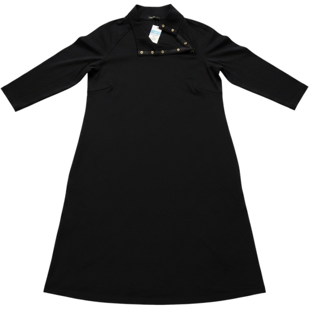 J.McLaughlin Christabel Dress Black Asymmetrical Snap Neck A-Line NWT Size L